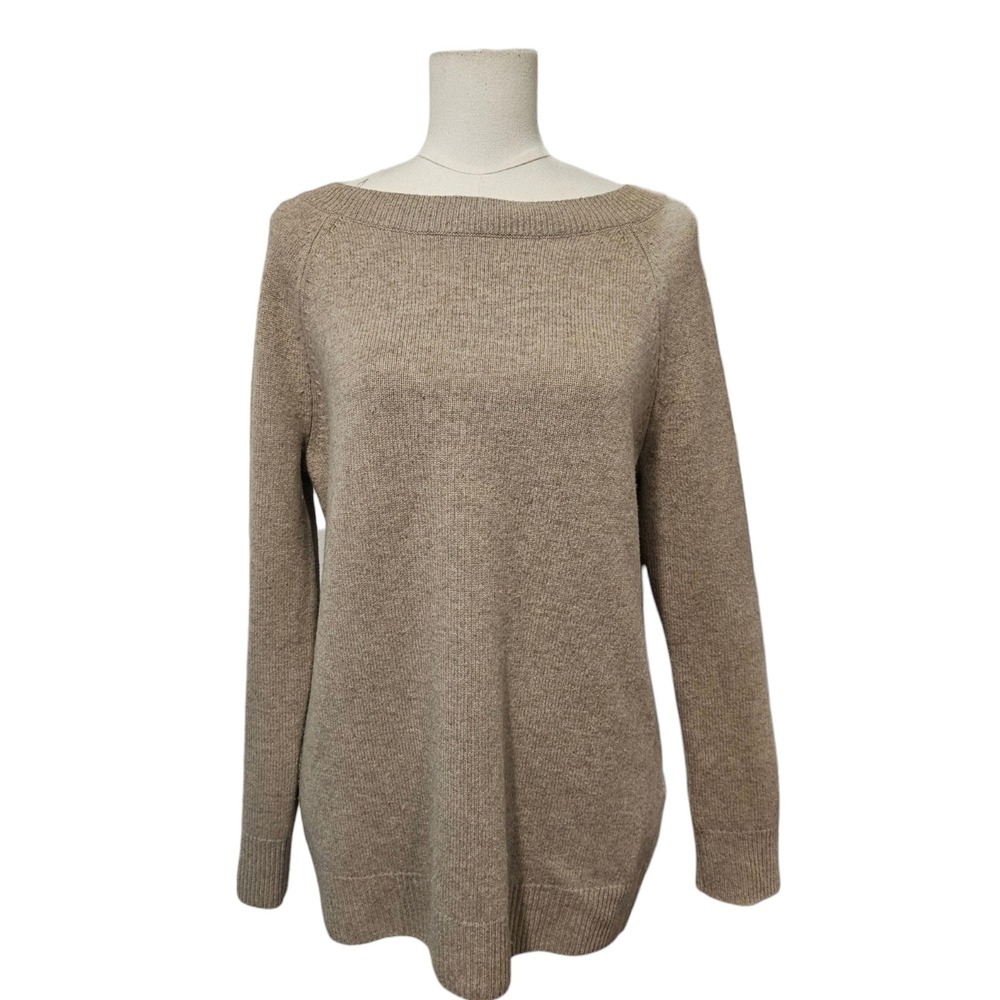 Equipment Femme Camel Tan Wool Cashmere Boat Neck Raglan Sweater Medium 865-G102